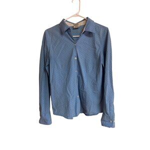 George Stretch Ladies Blue Button-Up Shirt Medium
